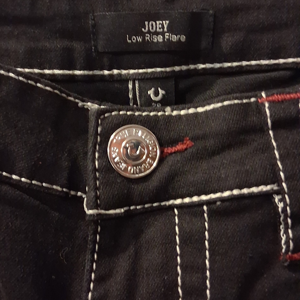Black Low Rise Flare Jeans True Religion Joey Jeans